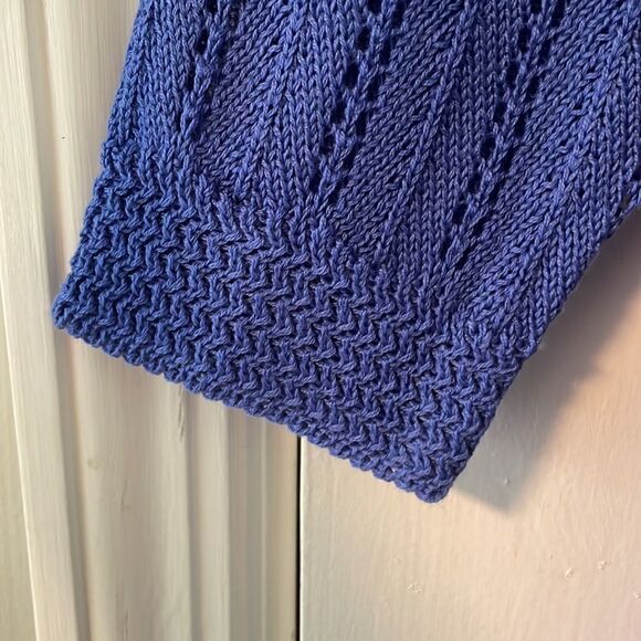 Napa Valley periwinkle blue open stitch open front cardigan PXL - Picture 5 of 8